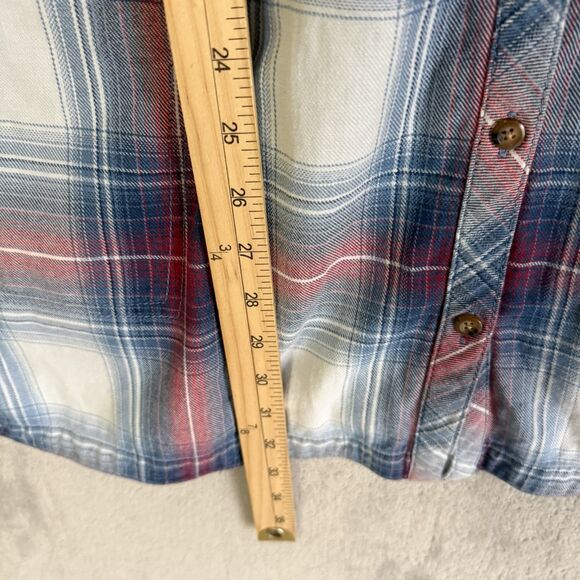 J Jill Top Women 1X Plaid Flannel Button Up Long Sleeves Plus Tunic Pockets - Picture 5 of 8